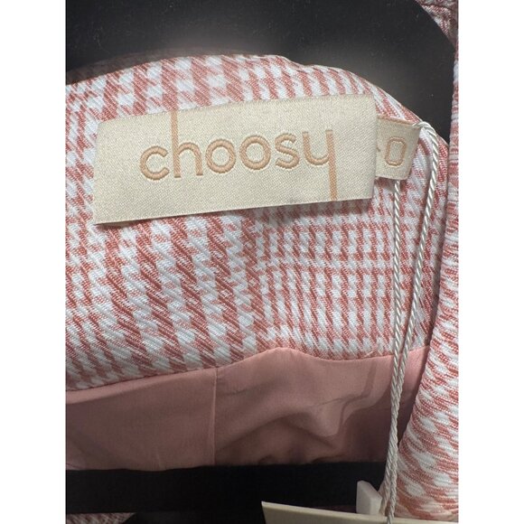 Choosy Pink & White Houndstooth Long Blazer Dress With Pockets & Tags Size 0 - Picture 4 of 4